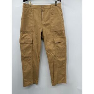 Madewell Curvy 90s Straight Cargo Pants Tan Khaki Herringbone Size 32